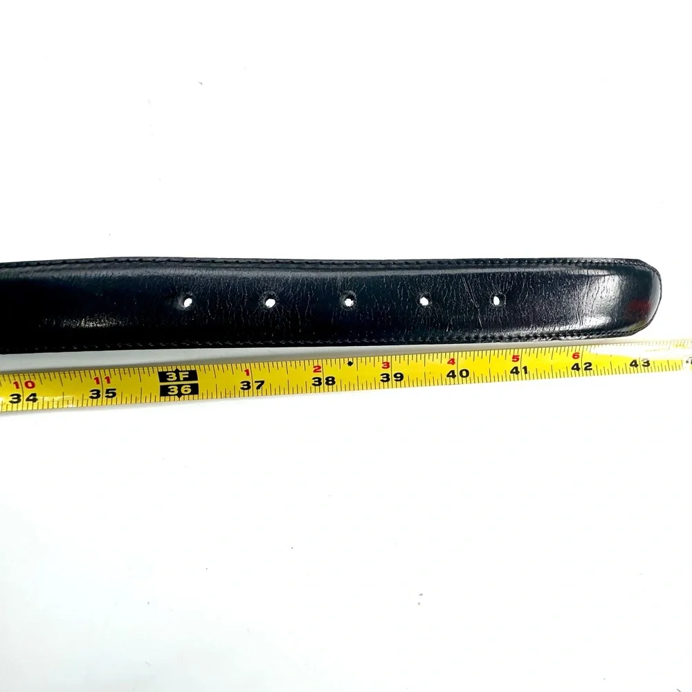 Black Leather Belt with Silver Buckle, France, L